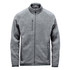 A men's full zip fleece jacket in grey with two side pockets and a chest pocket. Includes branding on the garment.