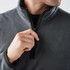 A close-up of a grey men's fleece jumper featuring a 1/4 zip and a discreet logo.