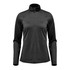 A black women's Milano 1/4 zip pullover with long sleeves and a high collar. It has a logo on the front.