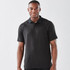 A black Men's Piranha Performance Polo shirt with a classic collar and short sleeves, featuring a logo.