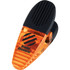 A magnetic memo holder/clip in orange and black with a logo, suitable for office use.