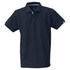 A black cotton polo shirt featuring a collar and short sleeves, with a small logo on the chest.