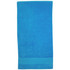 A vibrant blue Terry Velour Towel with a solid border, featuring a branding logo.