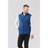 Men's Novarra Vest in blue, featuring a zip front and a logo, worn over a white long-sleeve shirt.
