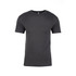 A plain black men's cotton crew t-shirt with short sleeves and a round neckline, featuring a logo.