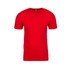 A red men's cotton crew t-shirt displayed on a white background, featuring a logo on the collar.