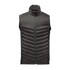 A dark green men's thermal vest, featuring a zip front and padded design with a grey trim.