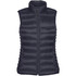 A women's thermal vest in dark navy, featuring a high collar and zippered front, with two side pockets.
