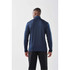 A men's long sleeve 1/4 zip shirt in navy, featuring a back view and a logo.