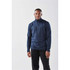 A navy blue men's long sleeve 1/4 zip shirt featuring a stand-up collar and a fitted design.