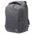 A grey Swissdigital Commander Backpack featuring multiple zippered compartments and a logo.