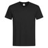 A black Men's Classic-T V-neck t-shirt featuring a short sleeve design. Includes a logo on the neckline.