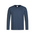 A long sleeve T-shirt in a navy blue colour, featuring a round neck and a logo on the label.