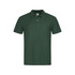 A green men's heavyweight polo shirt featuring a classic design and a branded tag.