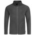 Men's active fleece jacket in dark grey, featuring a zip front and pockets, with a brand logo on the hem.