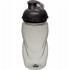A drink bottle featuring a grey lid and a clear body, designed for sports and hydration. It has a logo on the lid.
