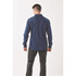 A men's long sleeve twill shirt in navy blue, featuring a button-up design and a back view.