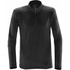 A black polar fleece pullover featuring a high collar and half zip, designed for men's wear.