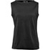 A women's sleeveless tank top in black, featuring a simple design and a logo on the label.