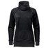 A black women's pullover jumper featuring a cowl neck design and long sleeves, with a subtle logo.