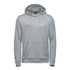 A light grey pullover hoody featuring a front pouch pocket and a hood. It has a logo on the front.