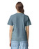 A heavyweight adult T-shirt in a calm blue colour, featuring a plain back design.