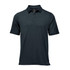A dark green men's polo shirt with short sleeves and a collar. It features a logo on the chest.