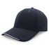 A navy cap with a structured design and a contrasting white stripe on the visor. Features a logo on the front.