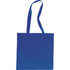 A blue tote bag with long handles and a branding logo. Made from 100% cotton.
