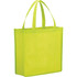 A bright lime green non-woven shopper tote bag with two sturdy handles and a logo.