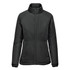 A women's thermal jacket in black with a high collar and zip-up front. It features a logo on the upper chest.