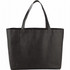 A large black non-woven tote bag with two sturdy handles and a spacious design. Features a branding logo.