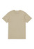 A beige short sleeve t-shirt with a round neckline and a label inside the collar. It features a logo.