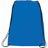 A blue drawstring sportspack with black cords and a simple design, featuring a logo.