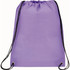 A purple drawstring sportspack bag with black drawcords and a simple design. Features a logo.