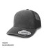 A black washed mesh cap with a solid front and mesh back, featuring a logo on the side.