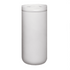 A drink bottle in white, featuring a sleek design with a lid and a logo.