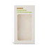 A power bank in a plain white packaging with a transparent front, featuring a natural bamboo design and a branding logo.