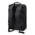 A black convertible travel backpack with adjustable straps and a sleek design, featuring a logo.