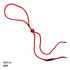 A red rope with a toggle, featuring a knot and an adjustable sliding bead. It has a minimalist design.
