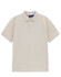 A men's short-sleeve polo in a soft beige colour, featuring a collar and a logo on the chest.