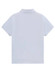 A plain white short-sleeved polo shirt with a collar and a logo.