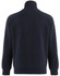 A navy fleecy sweat with a half zip collar and long sleeves, featuring a logo on the back.