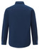 A navy cotton blend long-sleeve shirt with a classic collar and buttoned cuffs. Features a logo on the back.