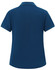 A navy blue ladies' ultrafine cotton pique polo shirt with a collar and short sleeves, featuring a logo.