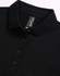 A black ultrafine cotton pique polo featuring a collar and buttons, with a logo present on the label.