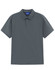 A men's short-sleeve polo in dark grey, featuring a collar and a logo on the chest.