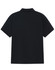 A black men's polo shirt featuring a classic collar and short sleeves, with a logo on the back.