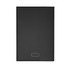 A black leather refillable journal with a embossed logo on the cover. Ideal for note-taking or journaling.