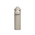 A drink bottle in a light beige colour with a handle and a silver lid, featuring a logo.